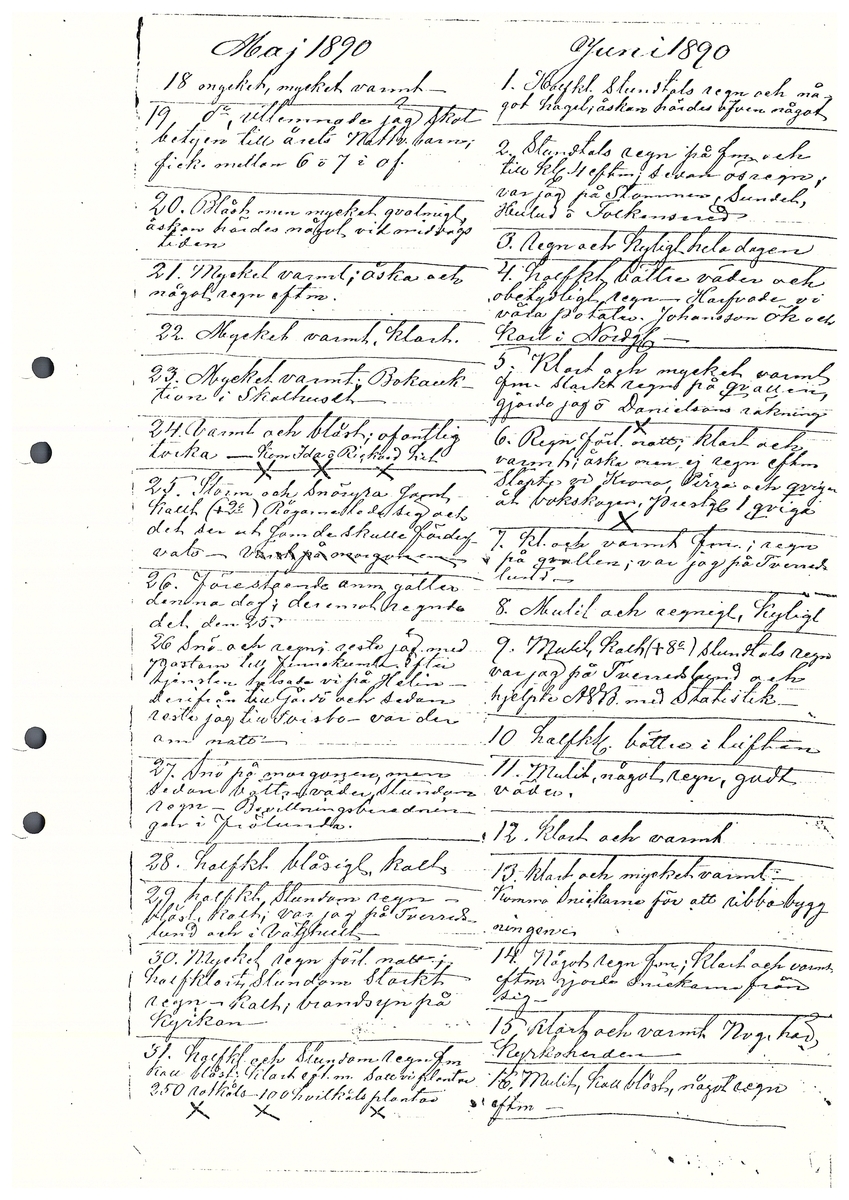 Tvärreddagboken 1888-1890