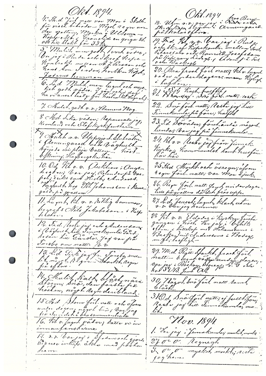 Tvärreddagboken 1894-1896