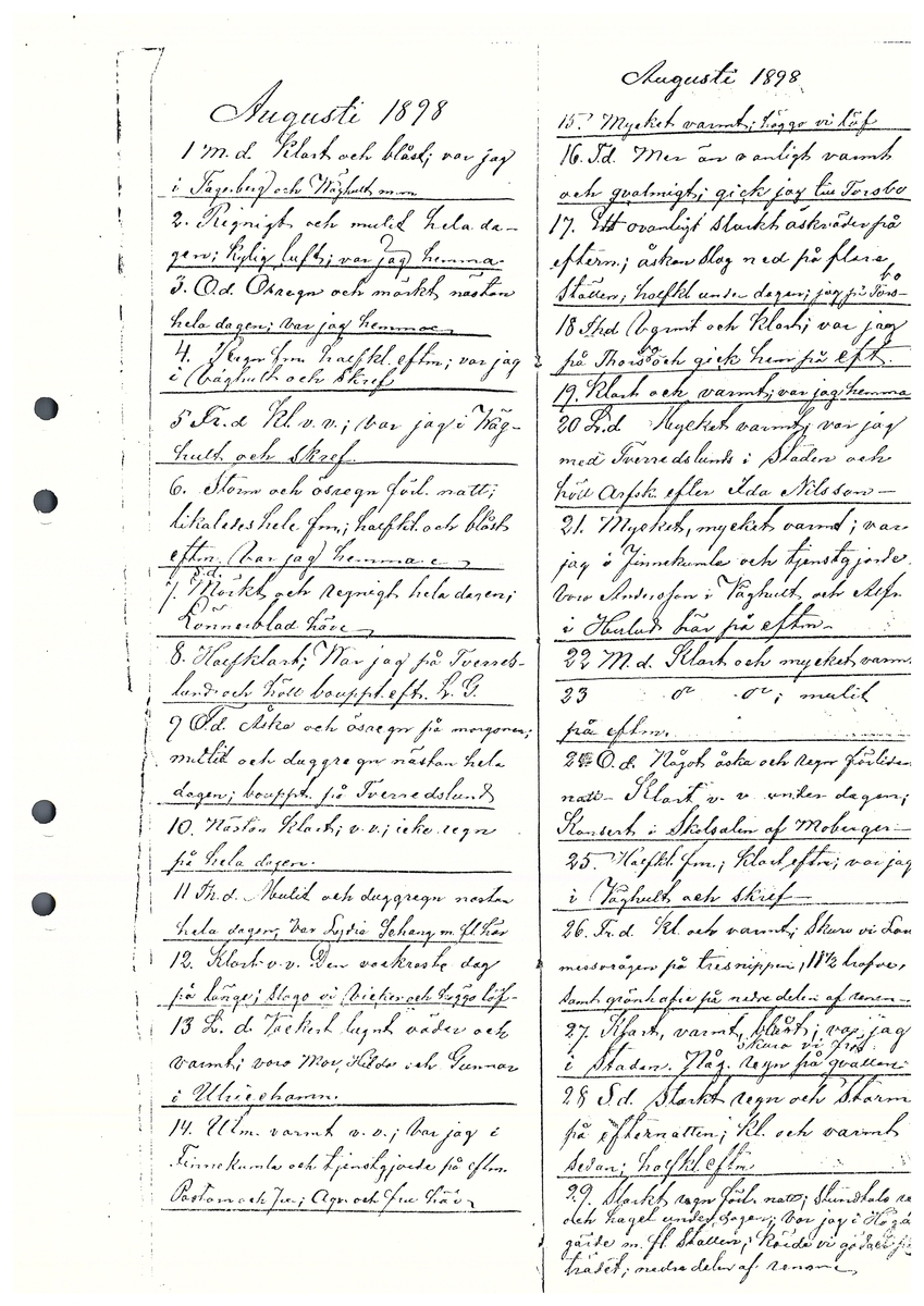 Tvärreddagboken 1898-1901