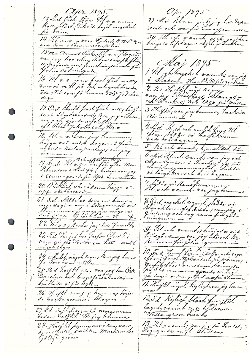 Tvärreddagboken 1894-1896