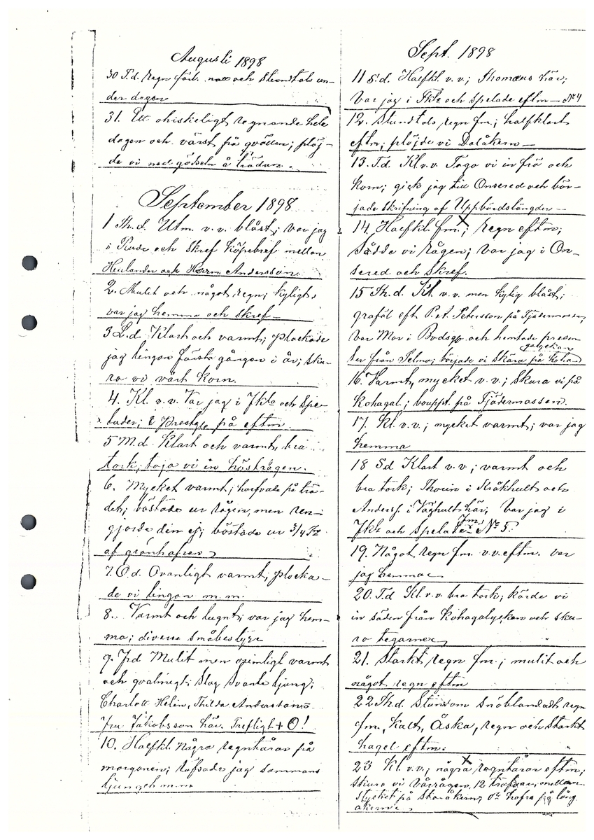 Tvärreddagboken 1898-1901