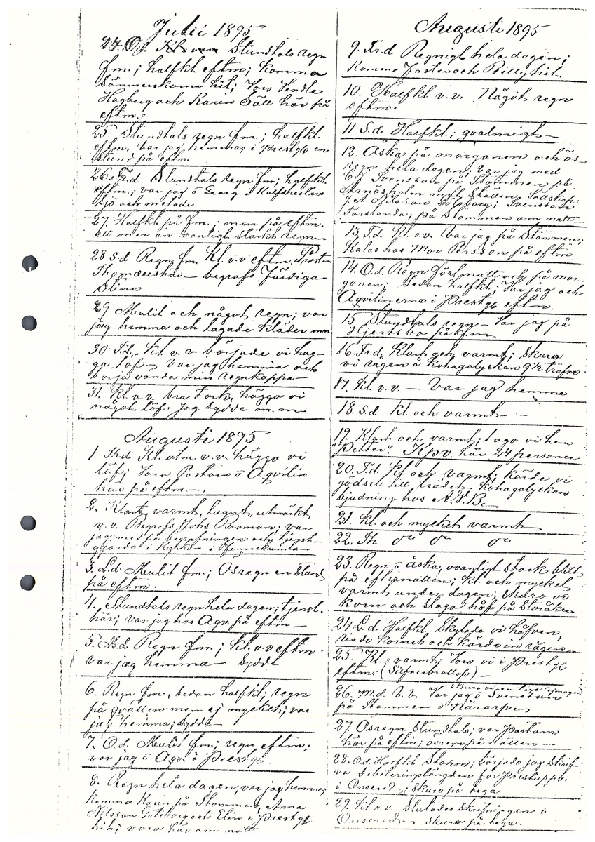 Tvärreddagboken 1894-1896