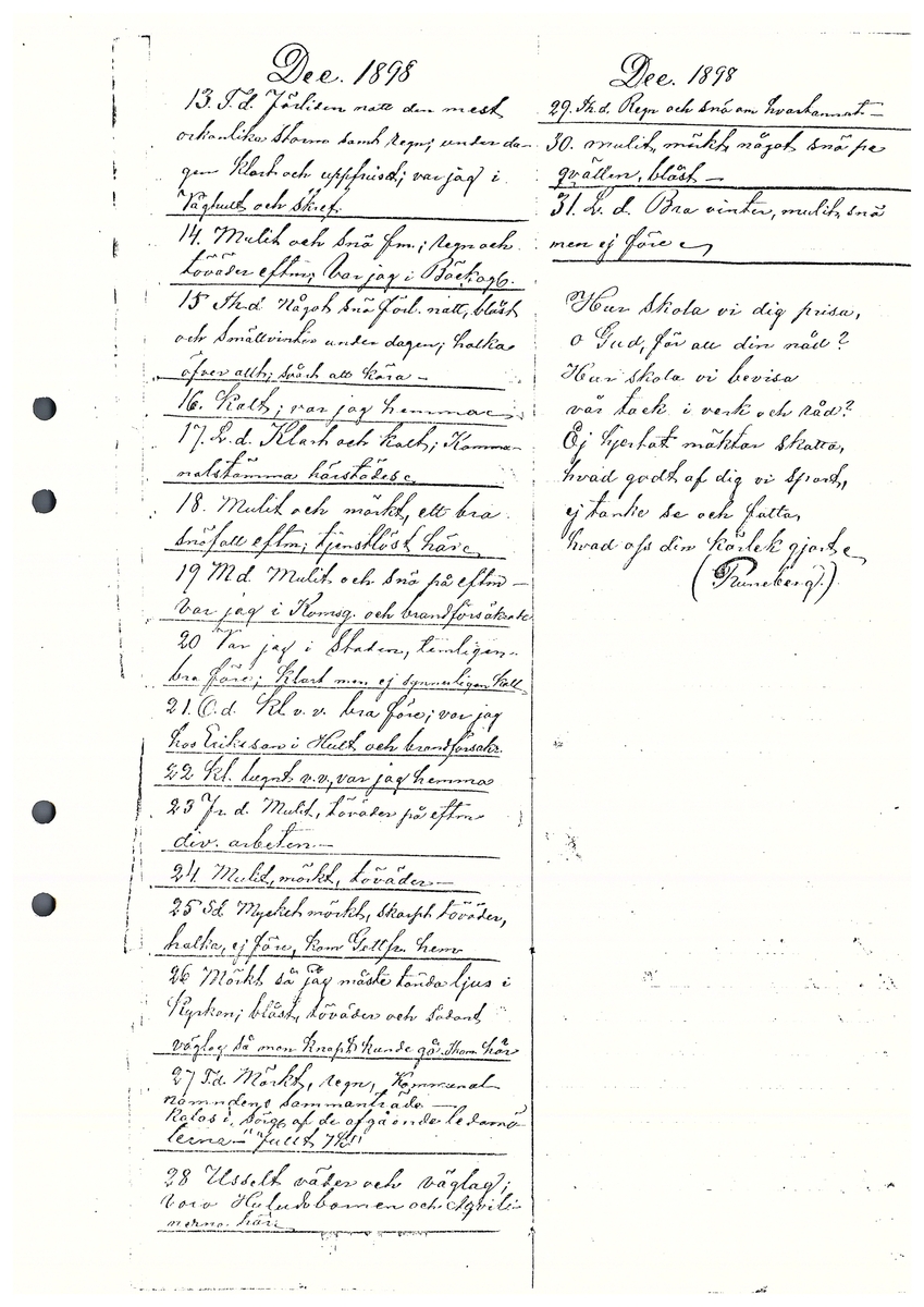 Tvärreddagboken 1898-1901