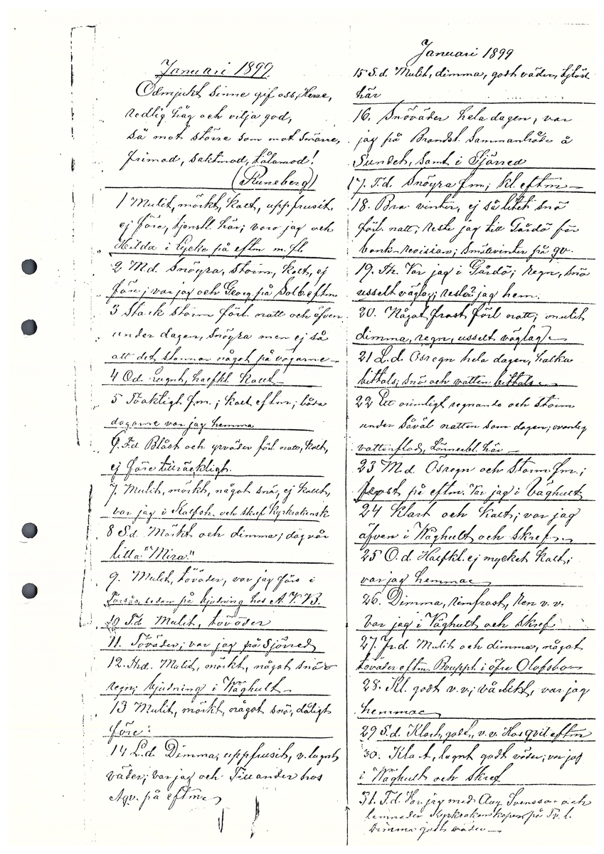 Tvärreddagboken 1898-1901