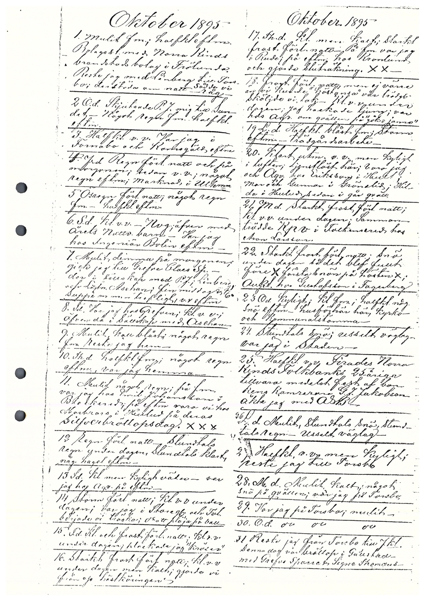 Tvärreddagboken 1894-1896