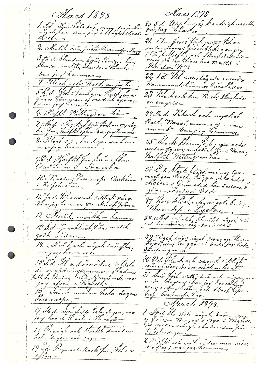 Tvärreddagboken 1896-1898