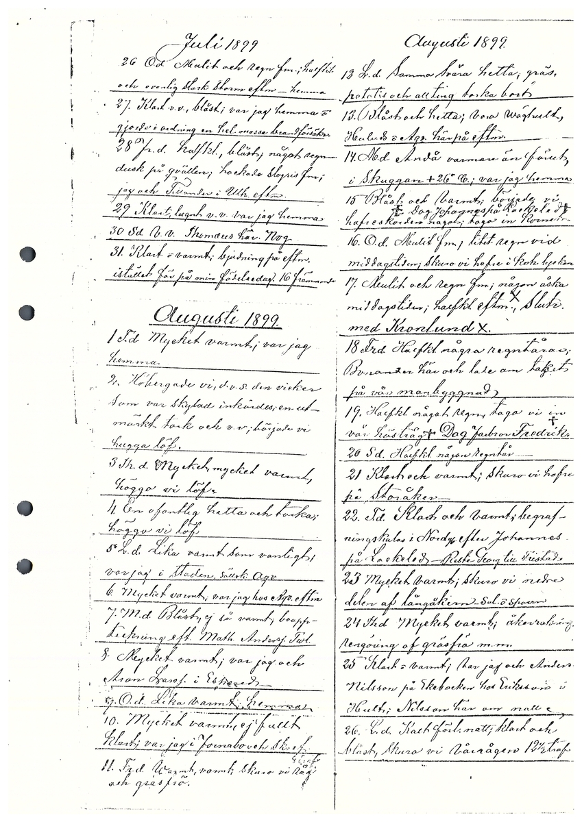 Tvärreddagboken 1898-1901