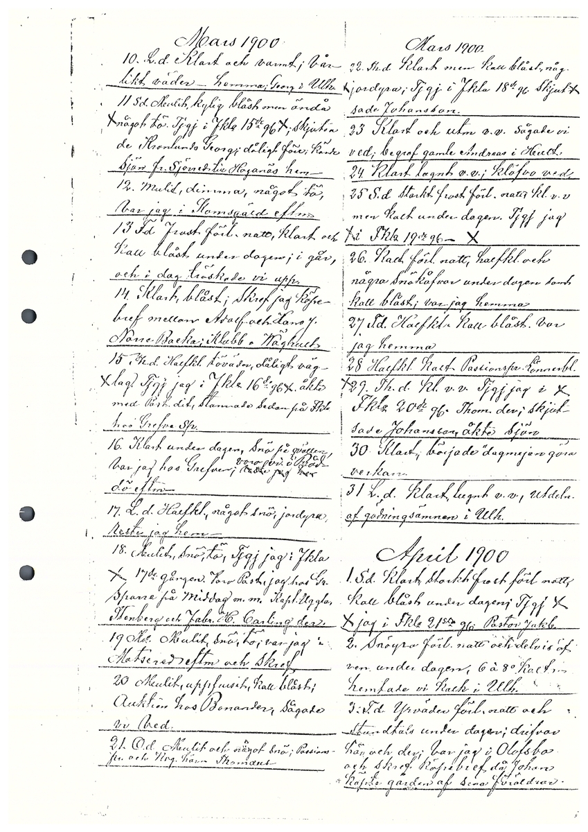 Tvärreddagboken 1898-1901