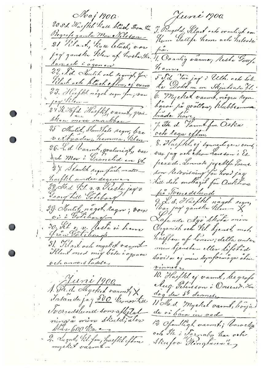 Tvärreddagboken 1898-1901
