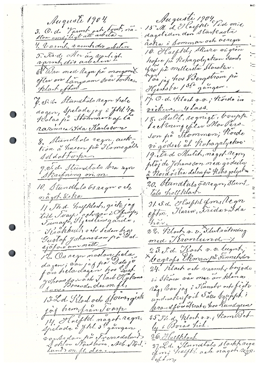 Tvärreddagboken 1904-1905