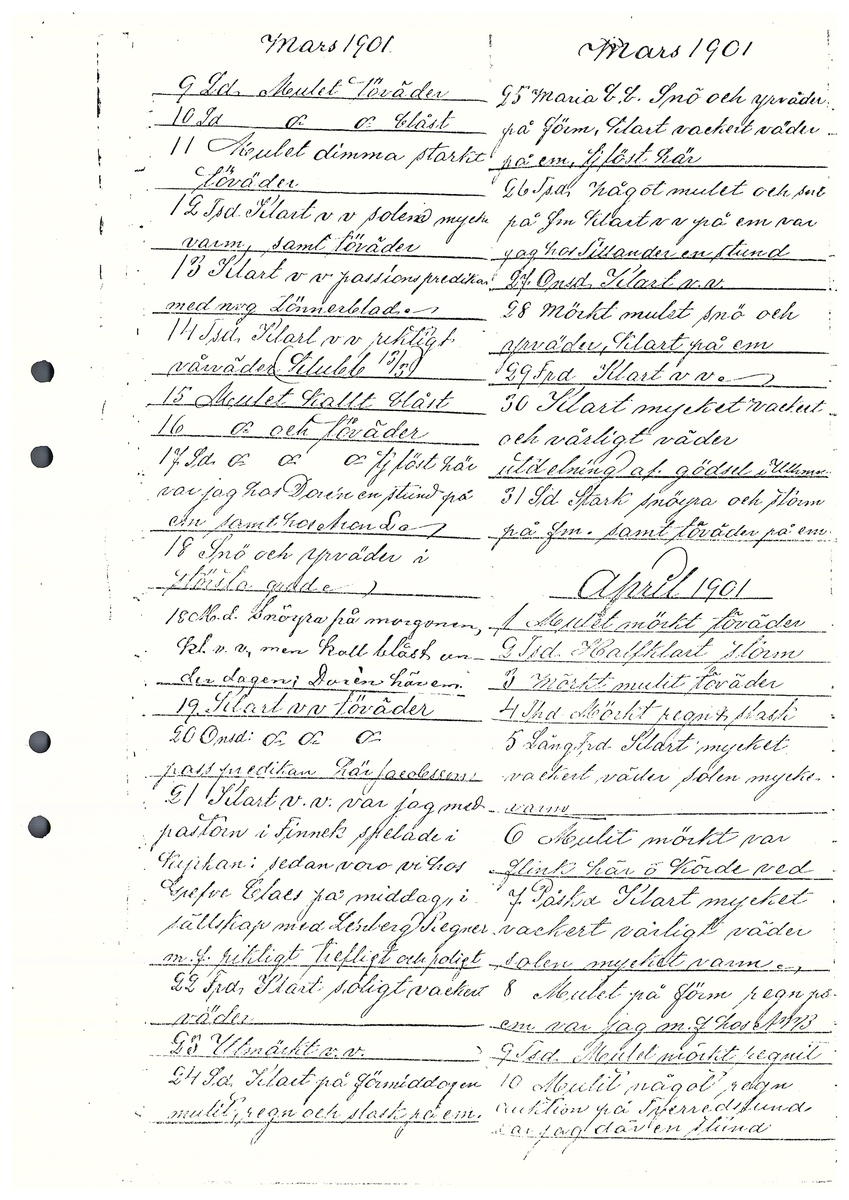 Tvärreddagboken 1898-1901