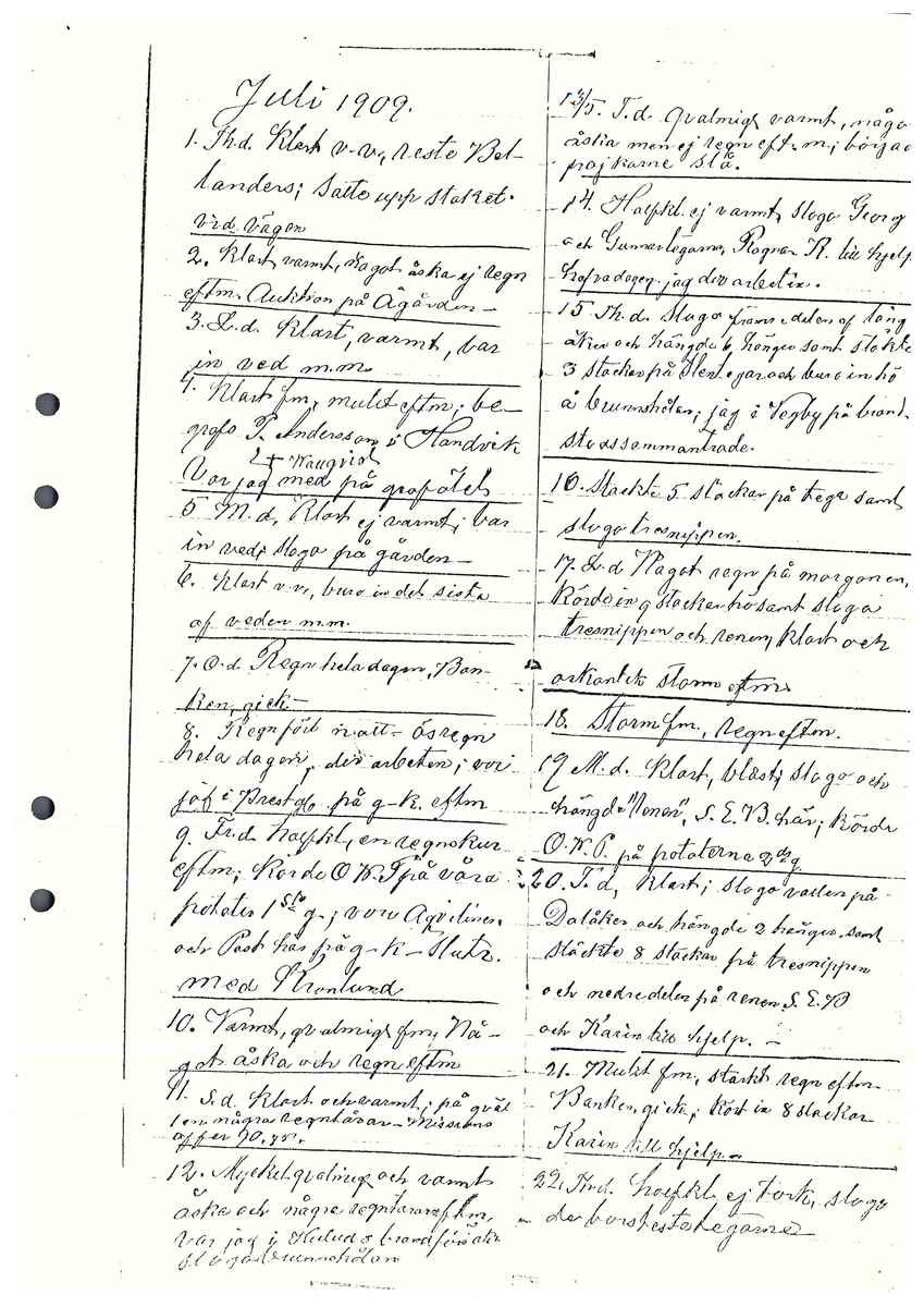 Tvärreddagboken 1909-1911