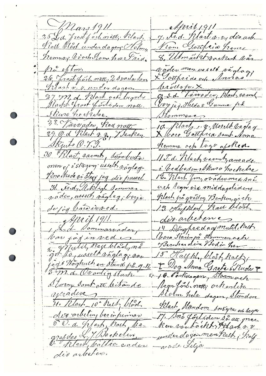 Tvärreddagboken 1911-1912