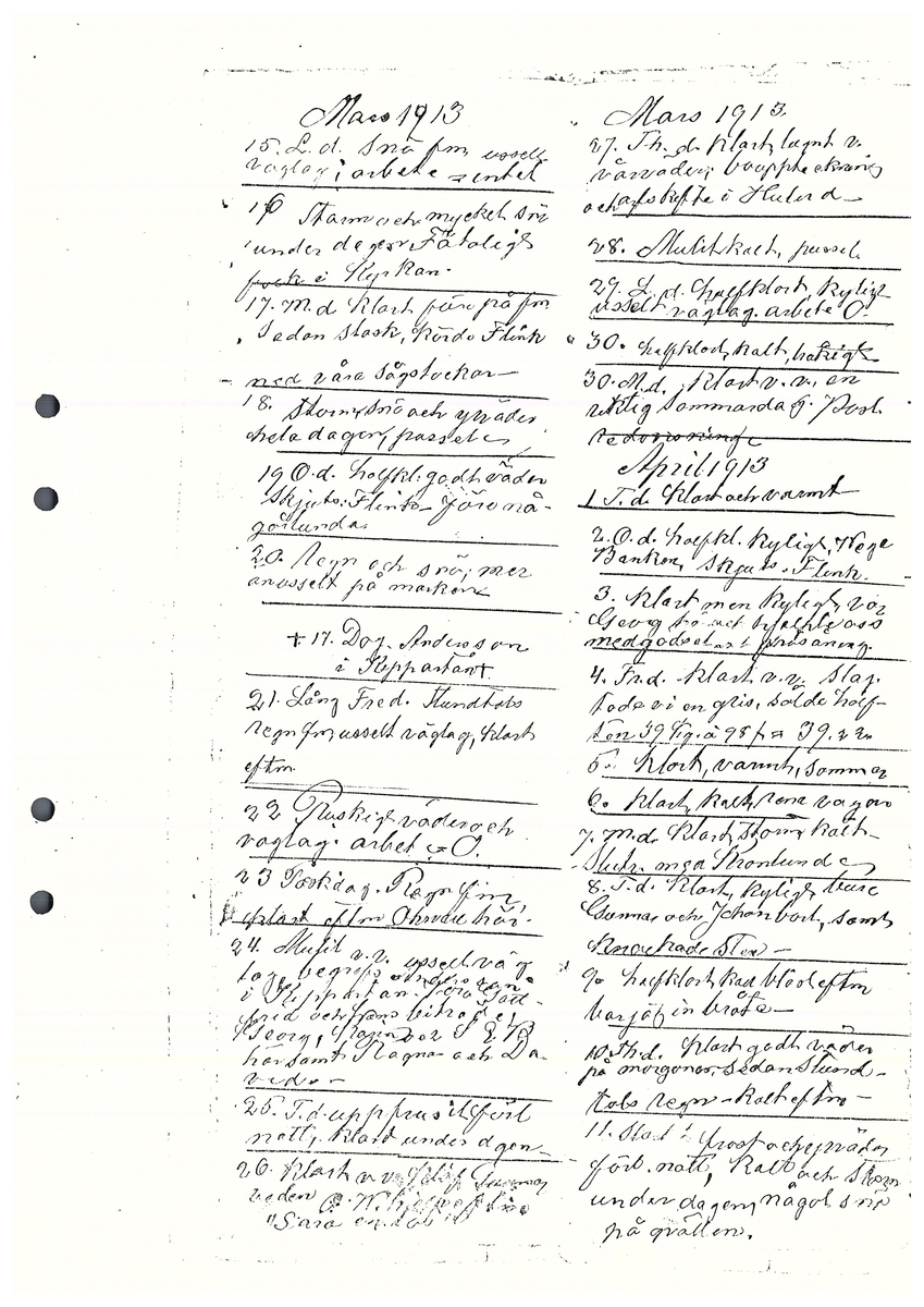 Tvärreddagboken 1912-1913