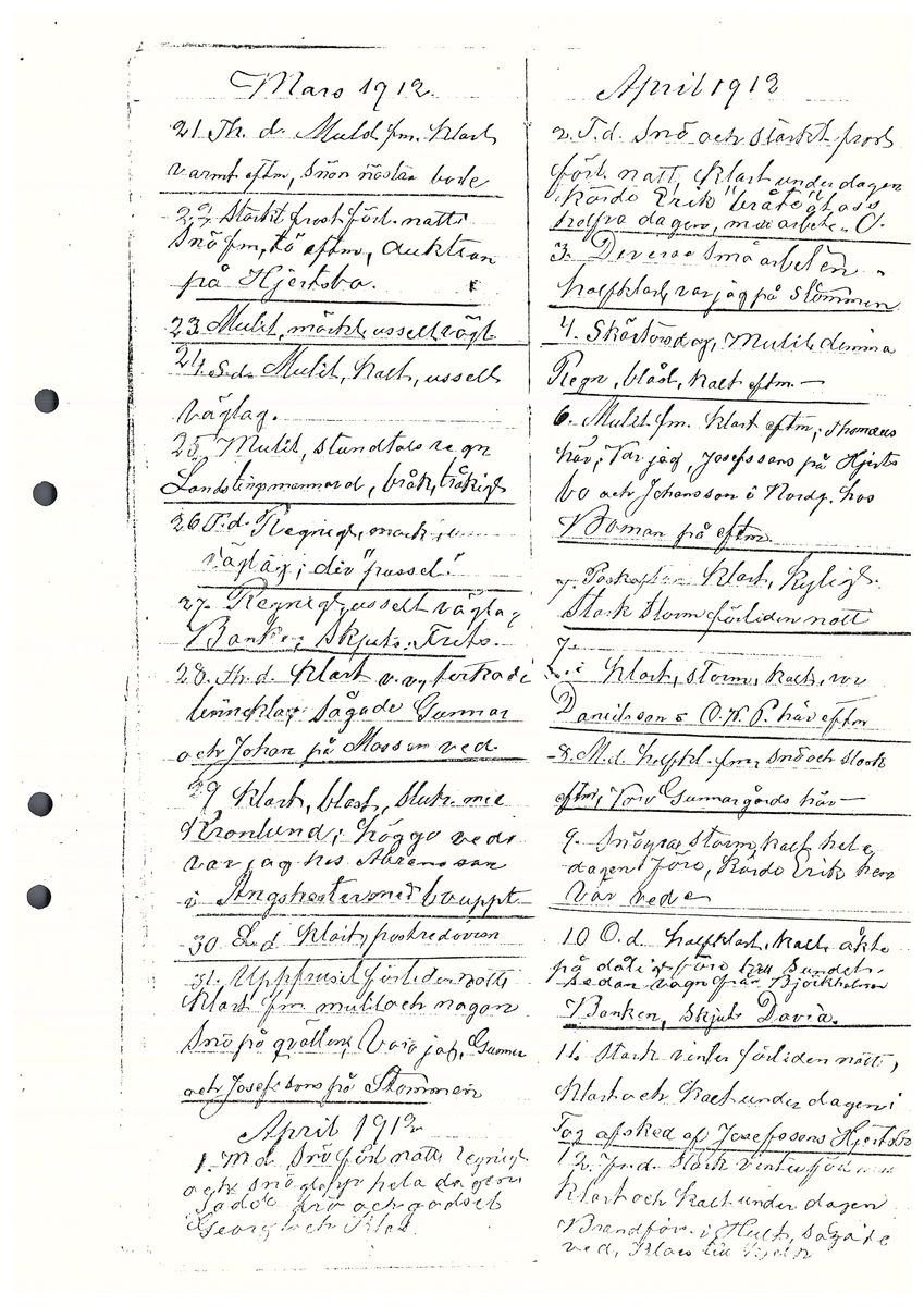 Tvärreddagboken 1911-1912