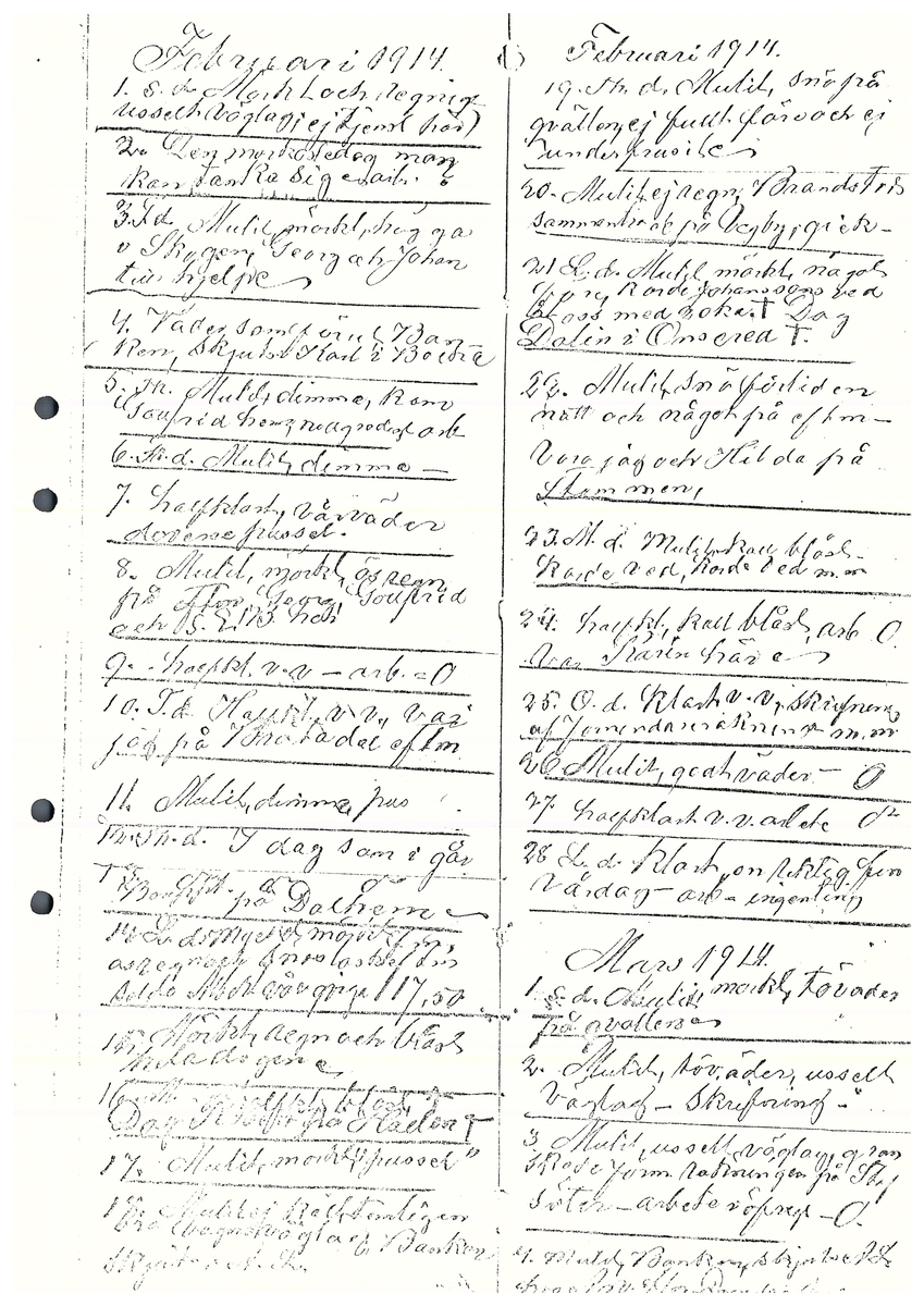 Tvärreddagboken 1913-1915
