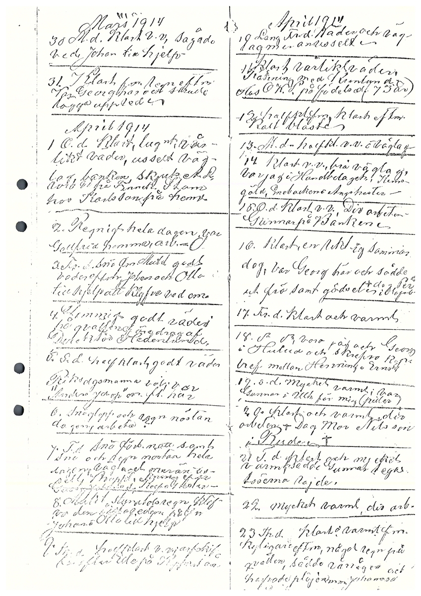 Tvärreddagboken 1913-1915