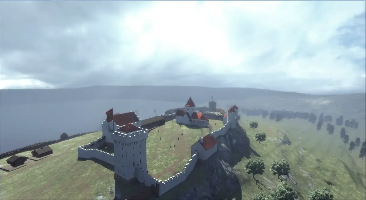 Bilde av den indre ringmuren på Slottsfjellsmuseet. Illustrasjon