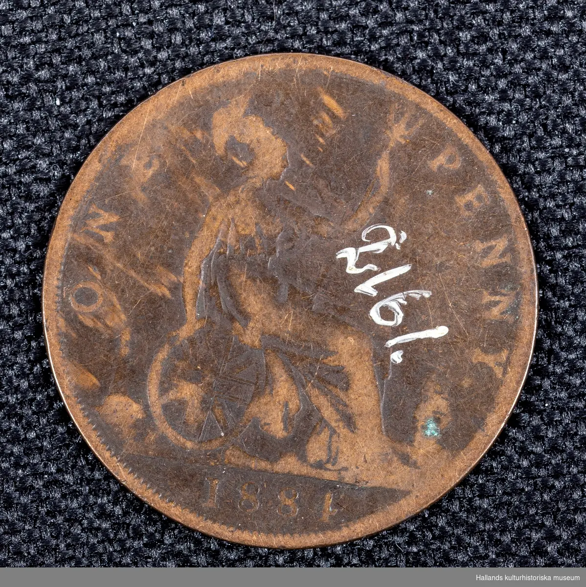 Engelskt mynt, 1 Penny, 1884.