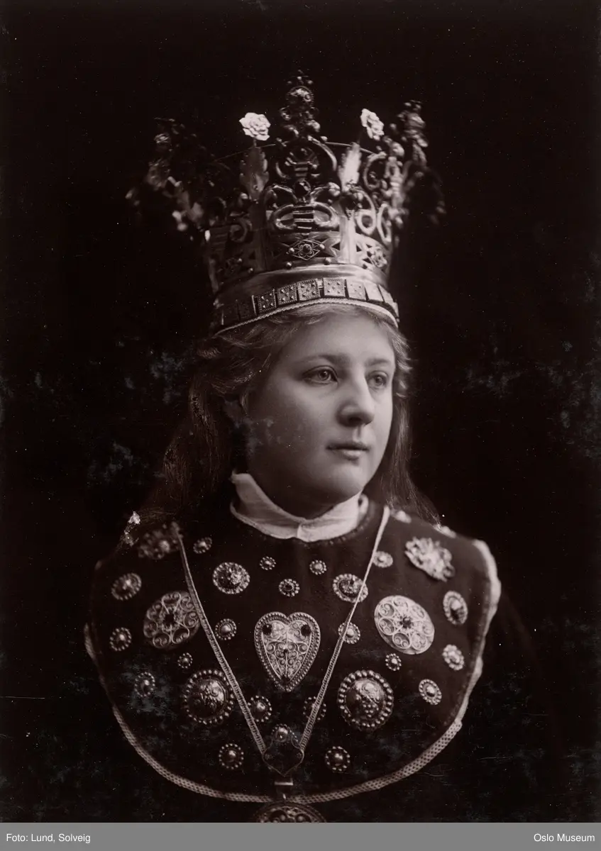 portrett, kvinne, brystbilde, brudekrone