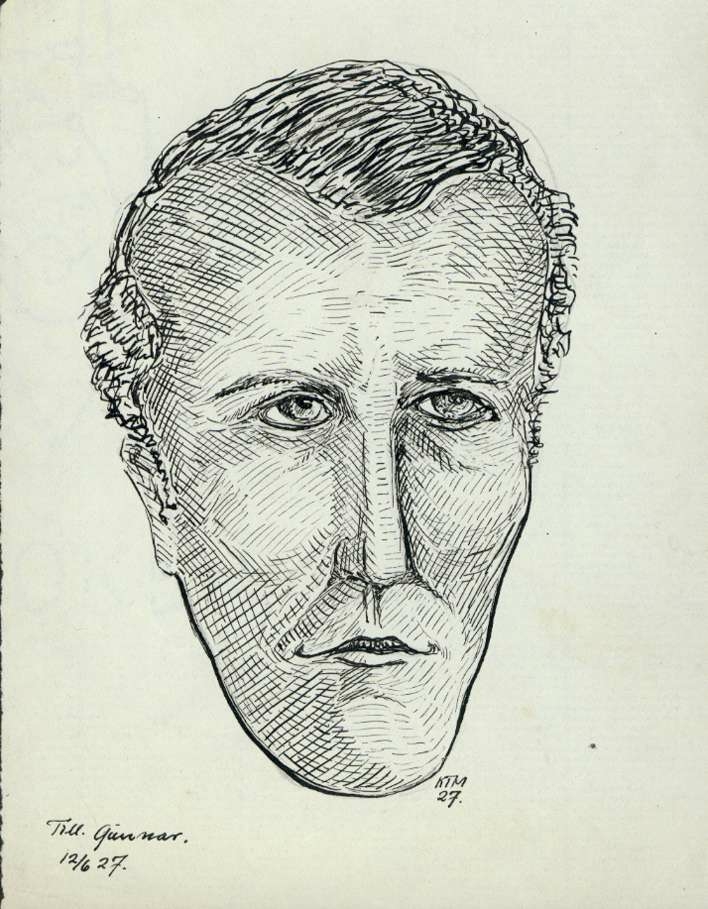 Fotograf Gunnar Sundgren. Teckning 1927.