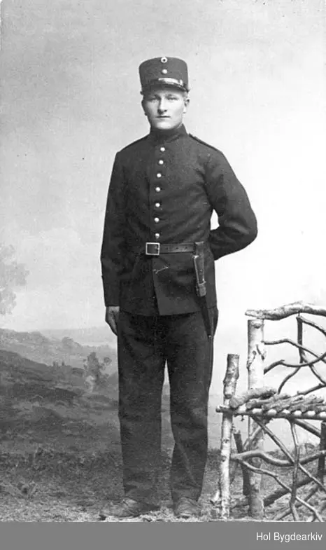 Portrett, mann, soldat, militær, uniform, militærtelt, bajonett