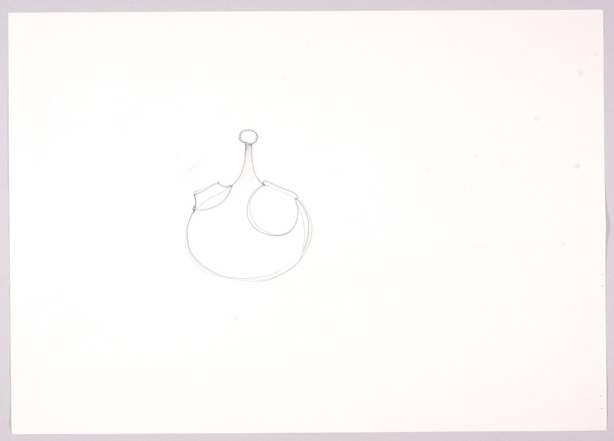 Skisser till ett antal vaser och vinkannor  samtliga runda med grepe i sidan, snip samt mynning med kork i mittpå. Notering.