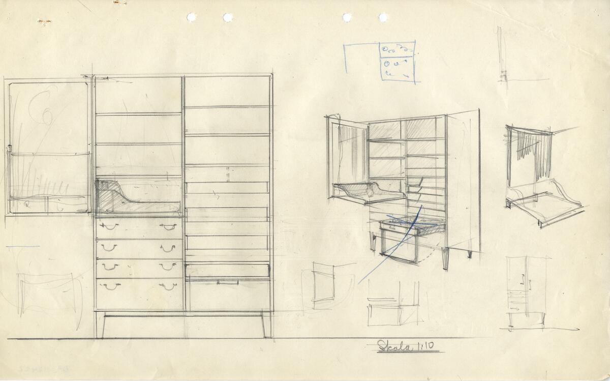 Sovrumsmöbler 88 st, skåp, sideboard, sekretärer, 47 st.
