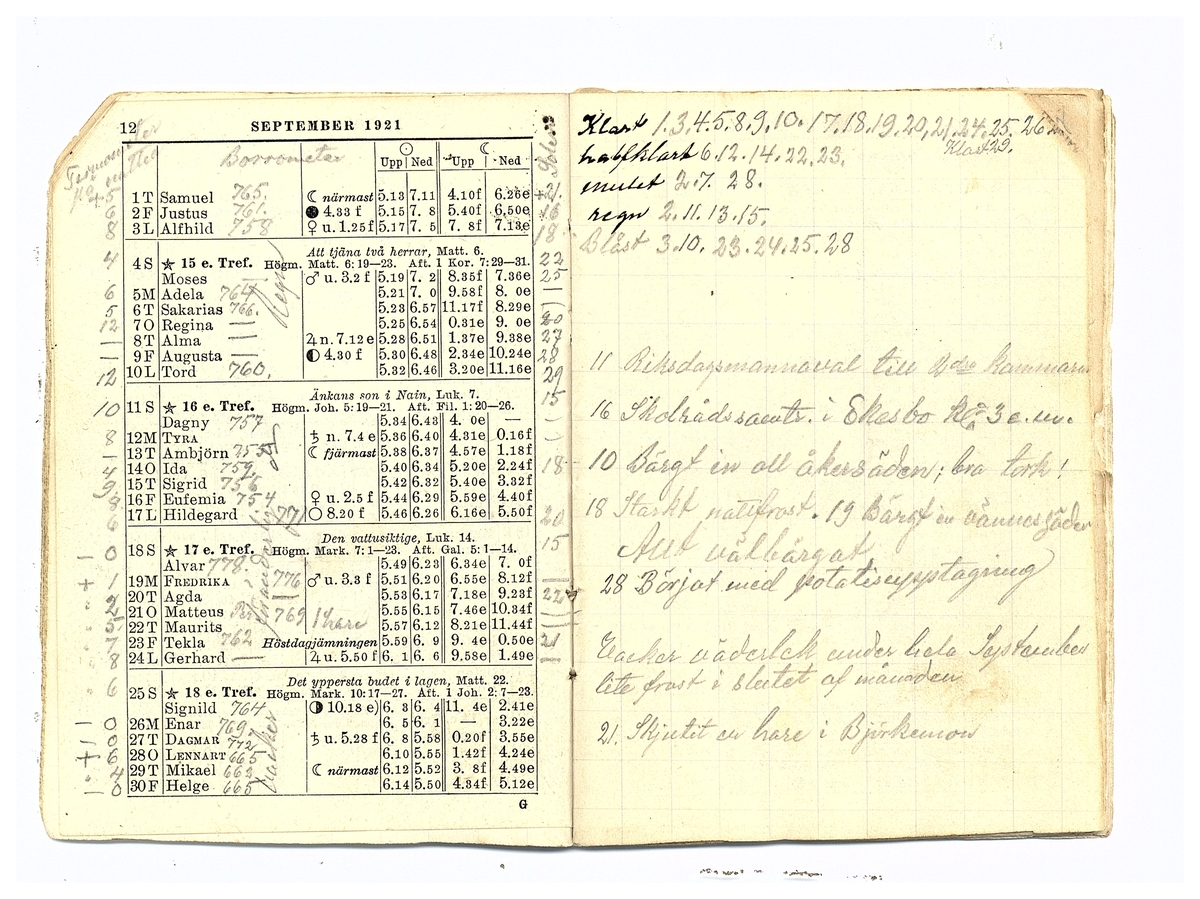 Gullereddagboken 1921