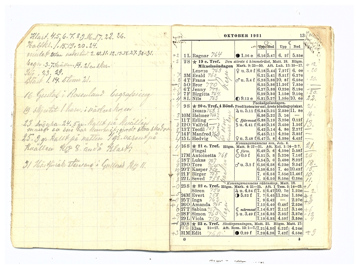 Gullereddagboken 1921
