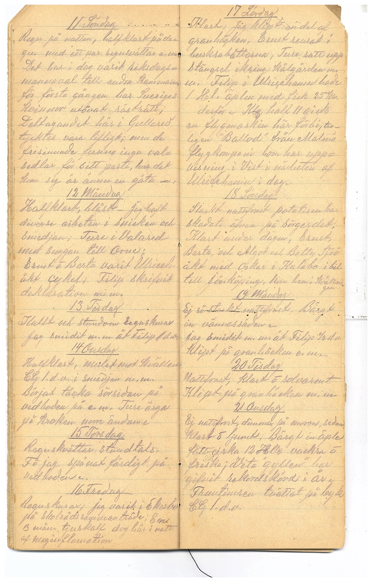 Gullereddagboken 1921-1922