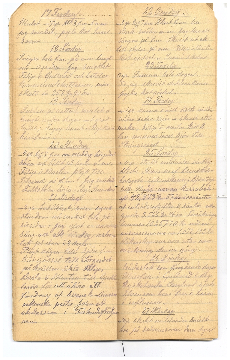 Gullereddagboken 1921-1922