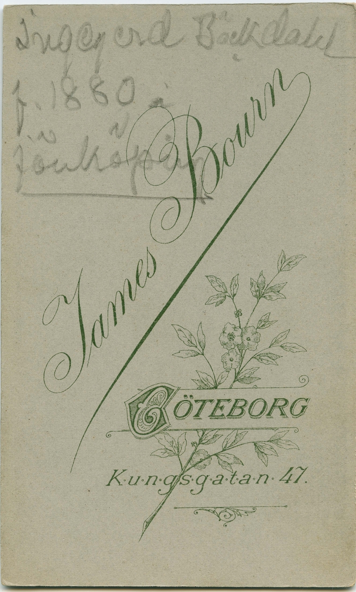 Porträtt på Ingegerd Bäckdahl, född år 1880 i Jönköping.