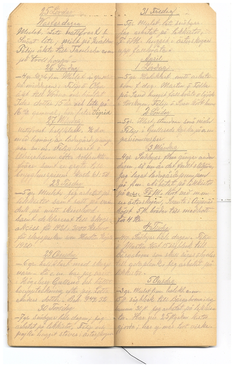 Gullereddagboken 1921-1922