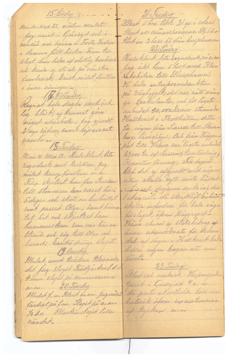 Gullereddagboken 1921-1922