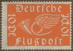 Frimärke ur Gösta Bodmans filatelistiska motivsamling, påbörjad 1950.
Frimärke från Tyskland, 1919. Motiv av Posthorn med vinge Flygpostsymbol