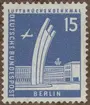 Frimärke ur Gösta Bodmans filatelistiska motivsamling, påbörjad 1950.
Frimärke från Tyskland, Väst Berlin, 1958. Motiv av Minnesmärke över 