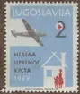 Frimärke ur Gösta Bodmans filatelistiska motivsamling, påbörjad 1950.
Frimärke från Jugoslavien, 1957. Motiv av Monoplan -Flygambulans- 