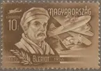 Frimärke ur Gösta Bodmans filatelistiska motivsamling, påbörjad 1950.
Frimärke från Ungern, 1948. Motiv av Louis Blériot 1872-1936. Flygpionjär i Frankrike. Den första flygaren över Engelska kanalen 1909. 35 km på 27 min. 21 sek. Flygmaskinsfabrikant. I bakgrunden fyrmotorig flygmaskin och Blériot's kanalflygmaskin.