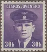 Frimärke ur Gösta Bodmans filatelistiska motivsamling, påbörjad 1950.
Frimärke från Tsceckoslovakiet, 1945. Motiv av Underlöjtnant Jérikral Tscheckoslovakisk flygare