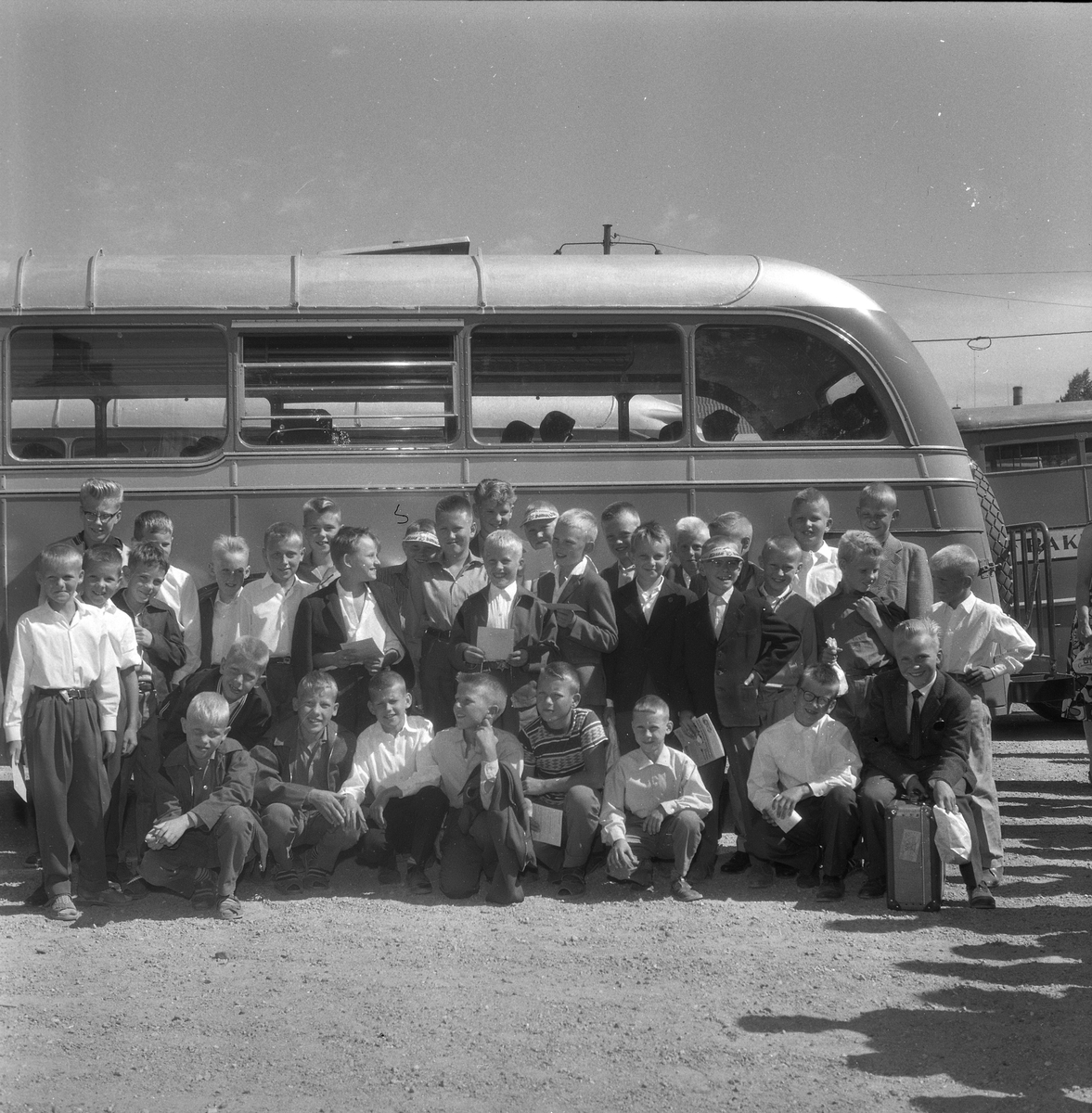 På väg till skollovskolonin på Värhulta Ö.
18 juli 1959.