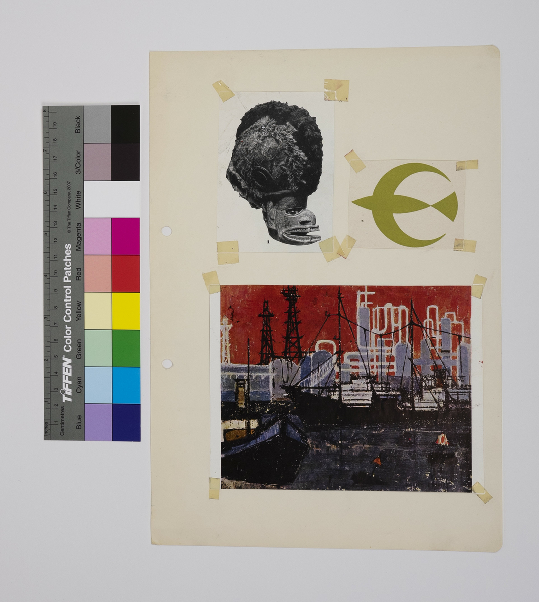 1: Gjenstand med ansikt på
2: Fugl
3: Skip med by i bakgrunn