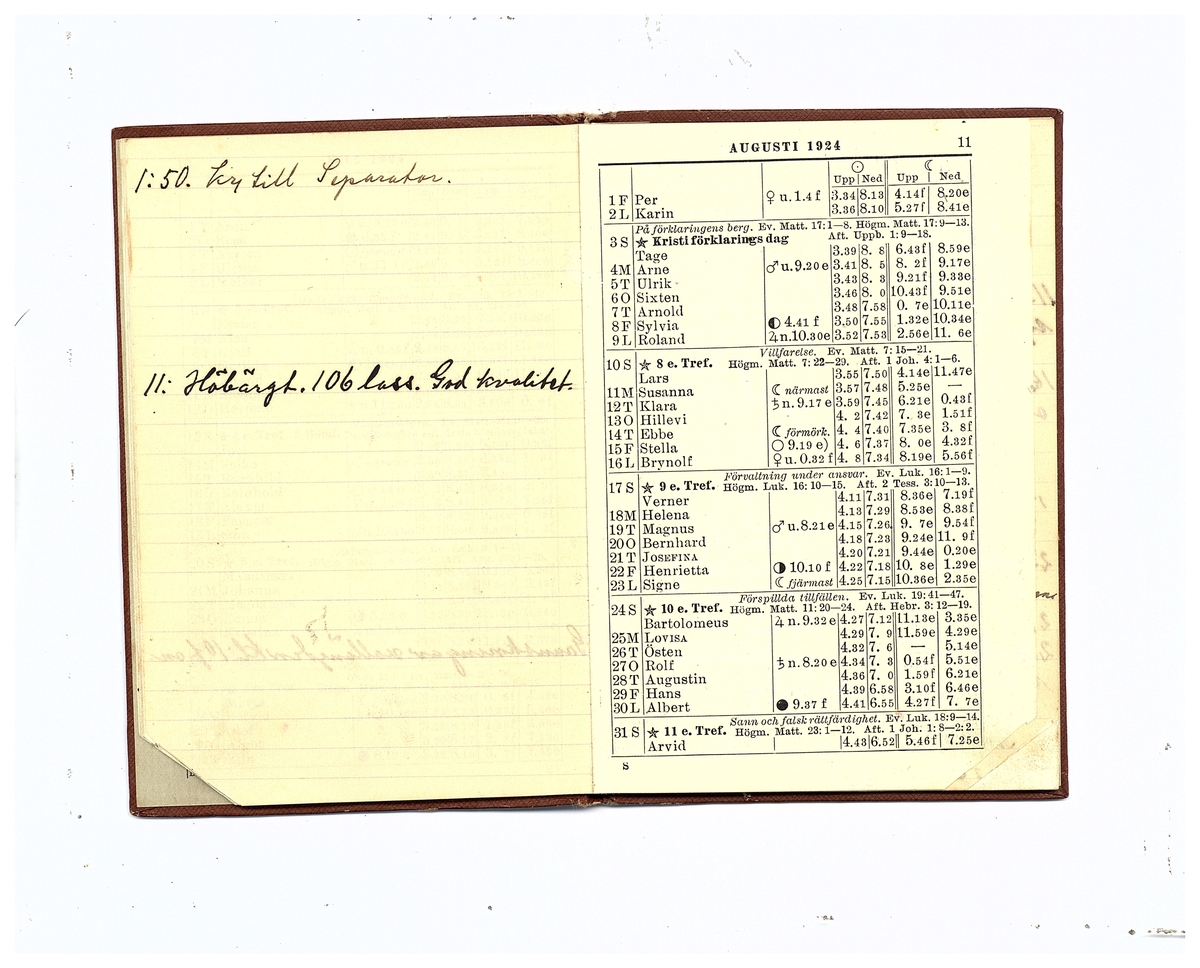 Gullereddagboken 1924 (Filip)