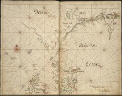 Handritat sjöatlas över Blekinges kuster och skärgård.