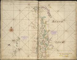 Handritat sjöatlas över Blekinges kuster och skärgård.