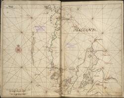 Handritat sjöatlas över Blekinges kuster och skärgård.