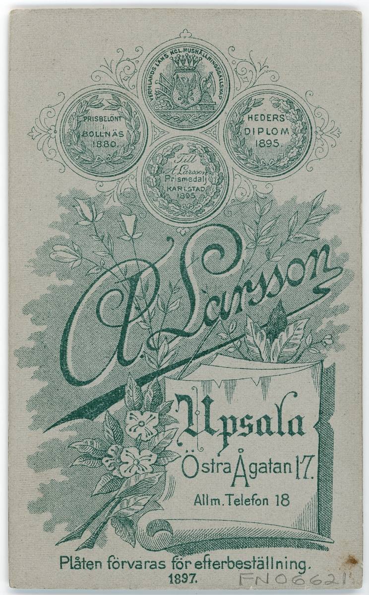 Kabinettsfotografi - man och kvinna, Uppsala 1897