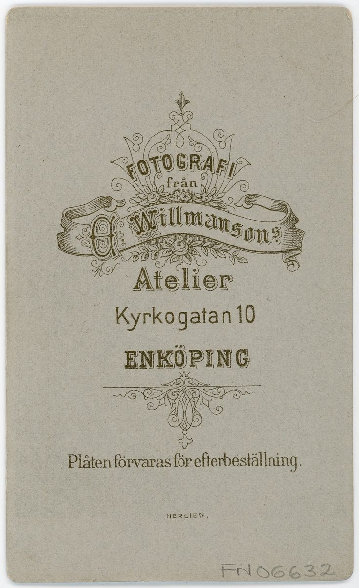 Kabinettsfotografi - kvinna, Enköping 1903