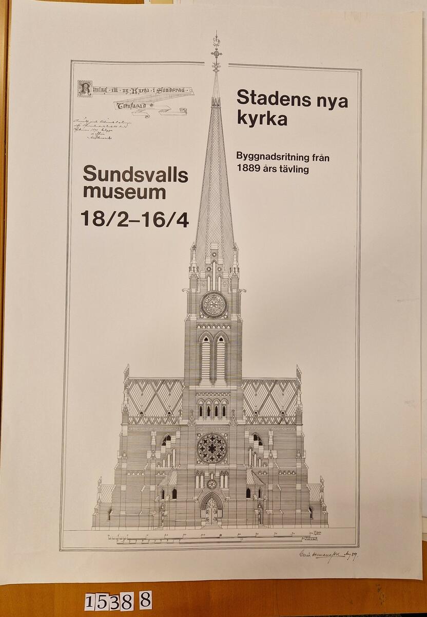 Byggnadsritningar från 1889 års tävling, Stadens nya kyrka.