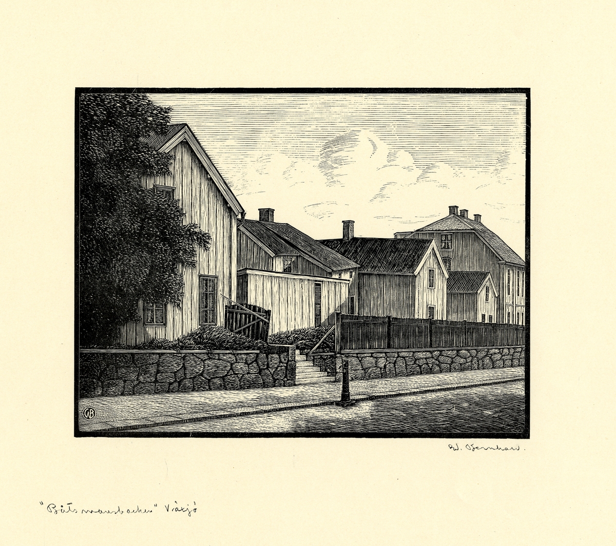 Originalträsnitt.
"Båtsmansbacken", Växjö, vid Norra Järnvägsgatan.